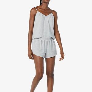 Amazon Essentials Women's Knit Jersey Cami Short Pajama Set - L - Grey Heather